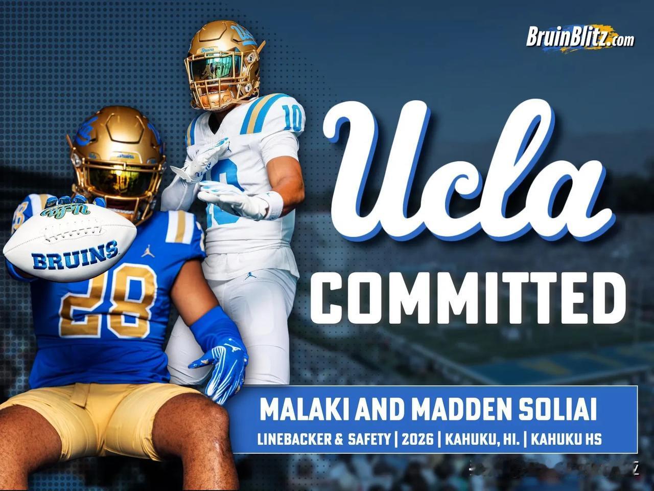线卫Malaki Soliai-Tui与安全卫Madden Soliai宣布承诺