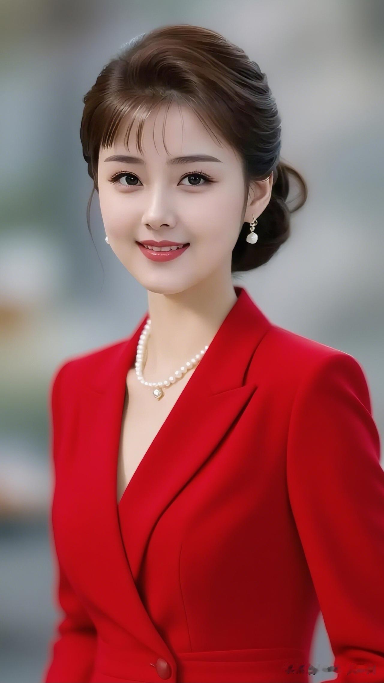 优雅红衣女郎，气质满分！分享一个治愈系笑容