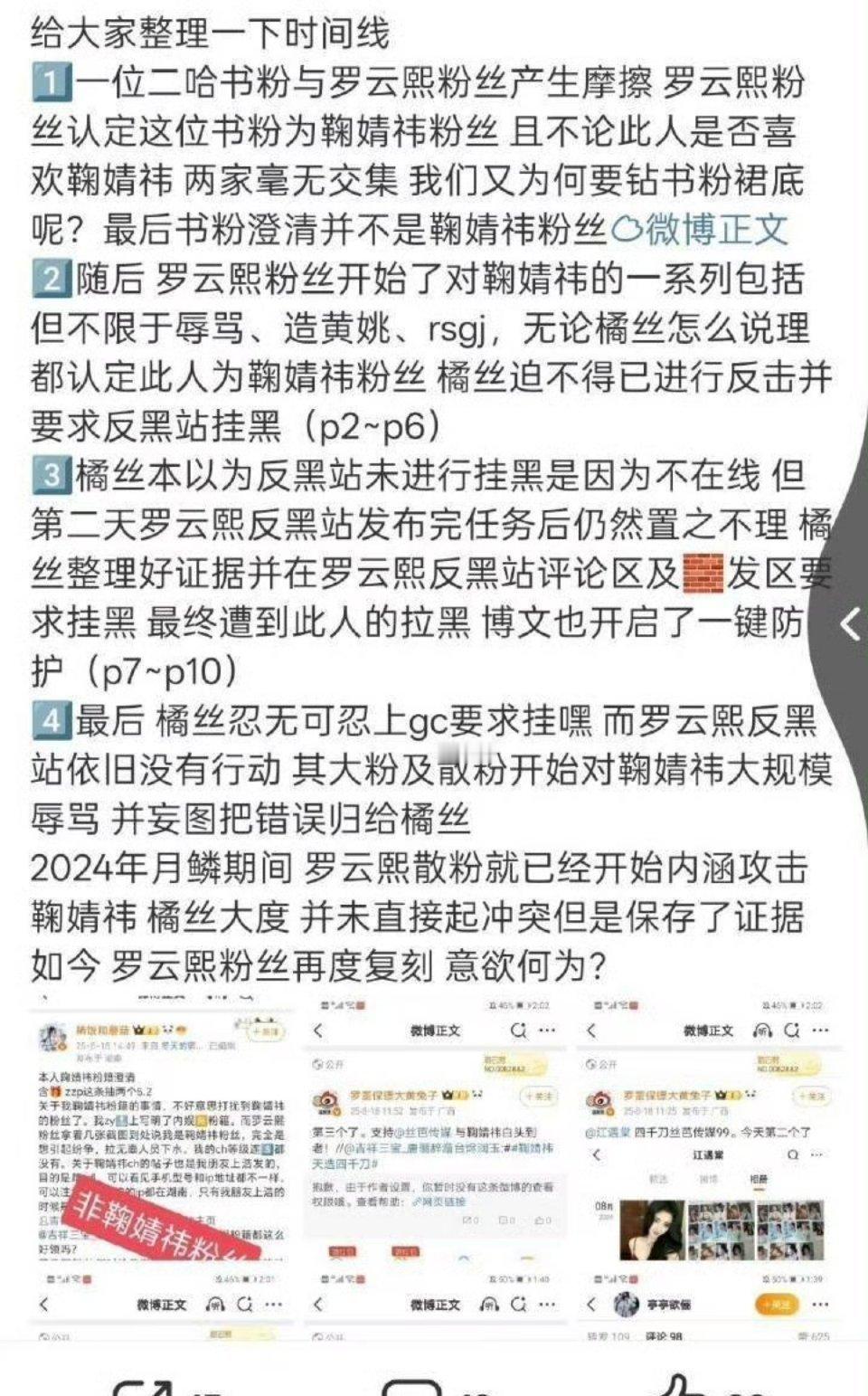 罗云熙和鞠婧祎的粉丝在交流……起因貌似是罗云熙家跟二哈书粉有摩擦但是给对方扣了鞠