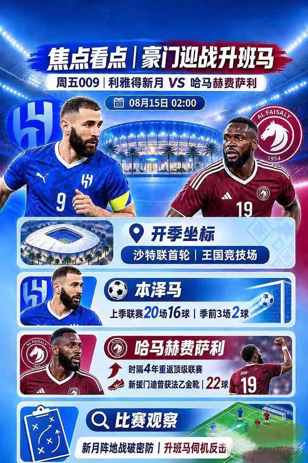 周四009：沙职           利雅新月vs哈马费萨2026.8.15  