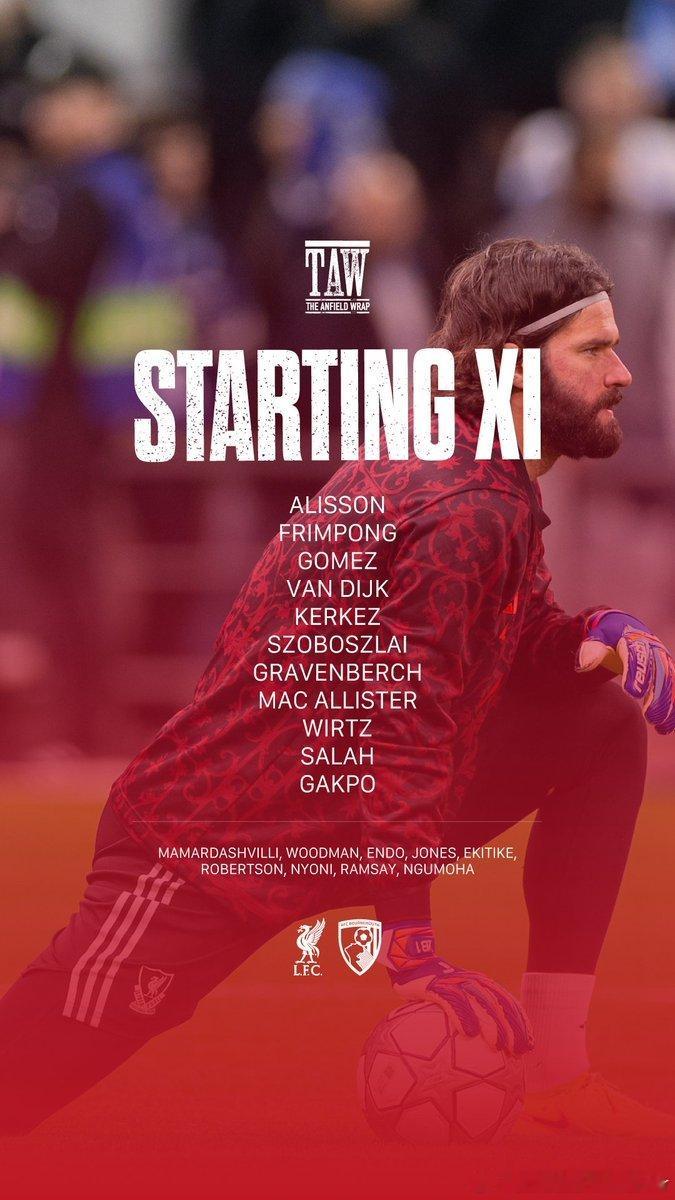 插播一下卧铺今天先发锋线是加克波➕萨拉赫伯恩茅斯vs利物浦利物浦