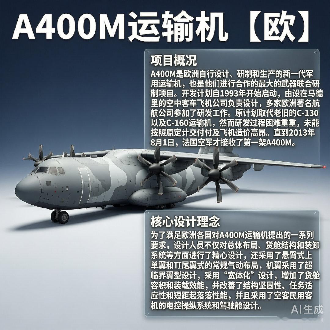 军事ai新视野 A400M运输机［欧］机长：45.1米翼展：42.4米机高：14