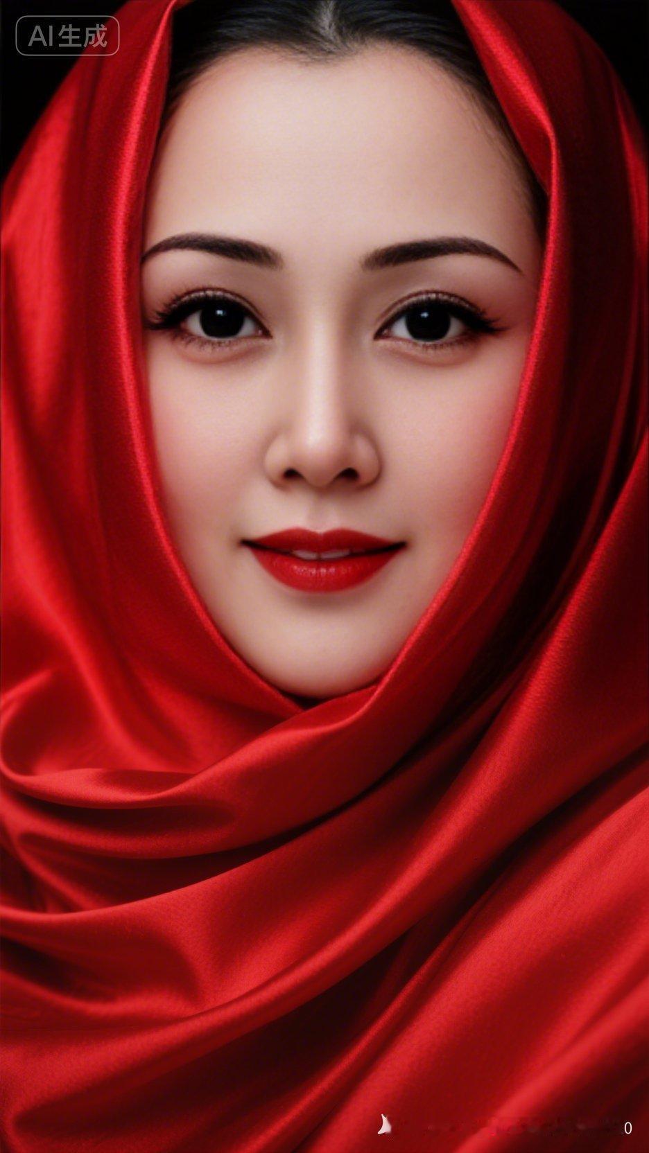 惊艳的红色头巾，美艳动人！💄👗✨