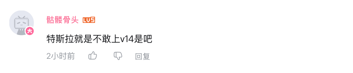 网友吐槽：特斯拉就是不敢上V14是吧？  我都惊了！不是我们不敢上，国内得有啊！
