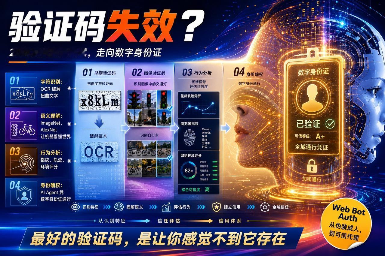 【验证码进化史：从“证明你是人”到“证明你是谁”】

验证码（CAPTCHA）的