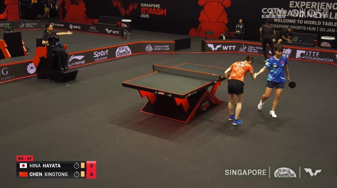 陈幸同4比3早田希娜晋级WTT新加坡大满贯女单四强 