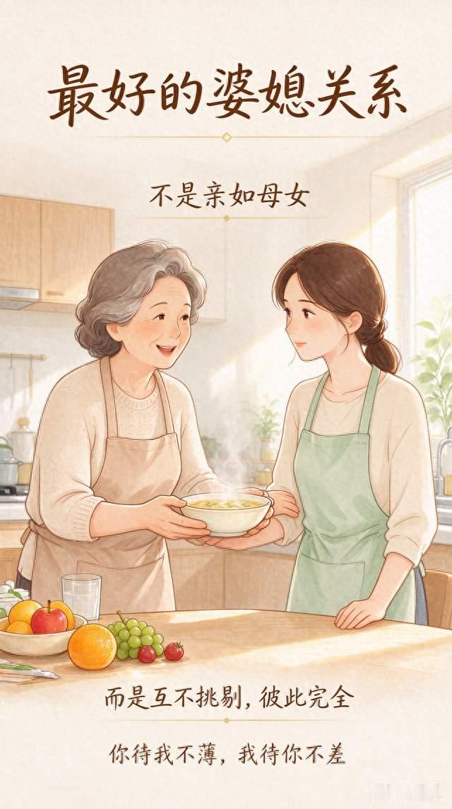 原来最好的婆媳关系，从来不是亲如母女，而是互不挑剔，彼此成全