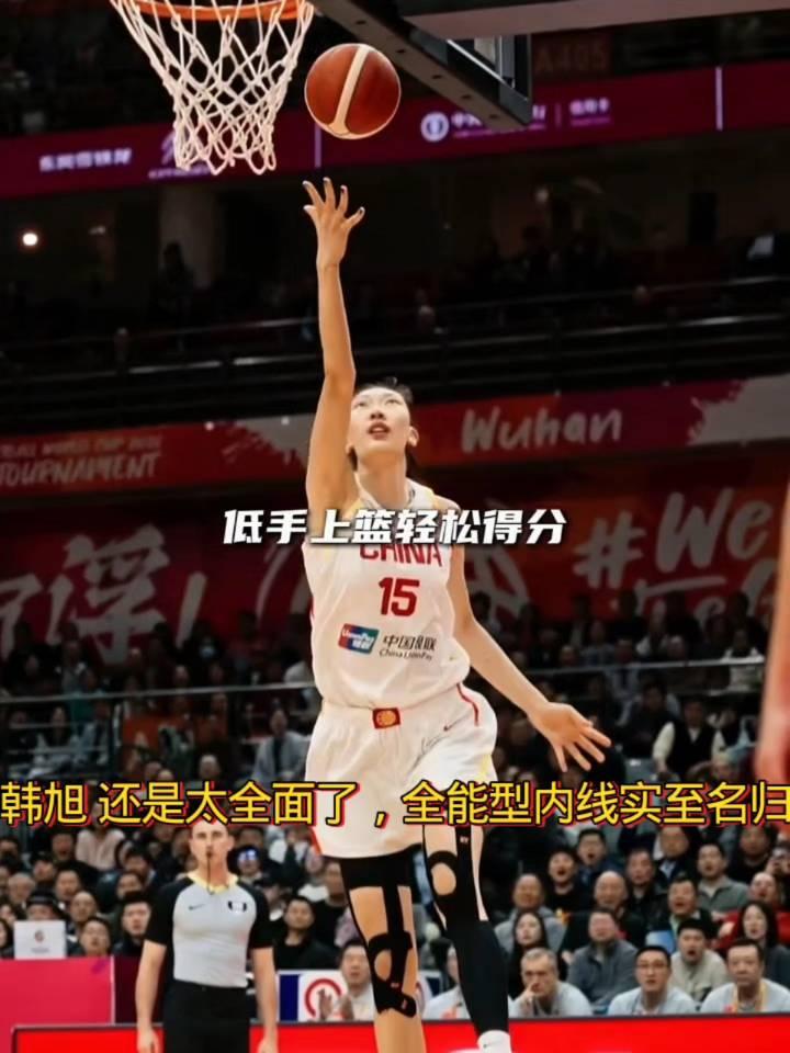 低手上篮轻松得分，韩旭还是太全面了，全能型内线实至名归。虚晃后杀入内线。