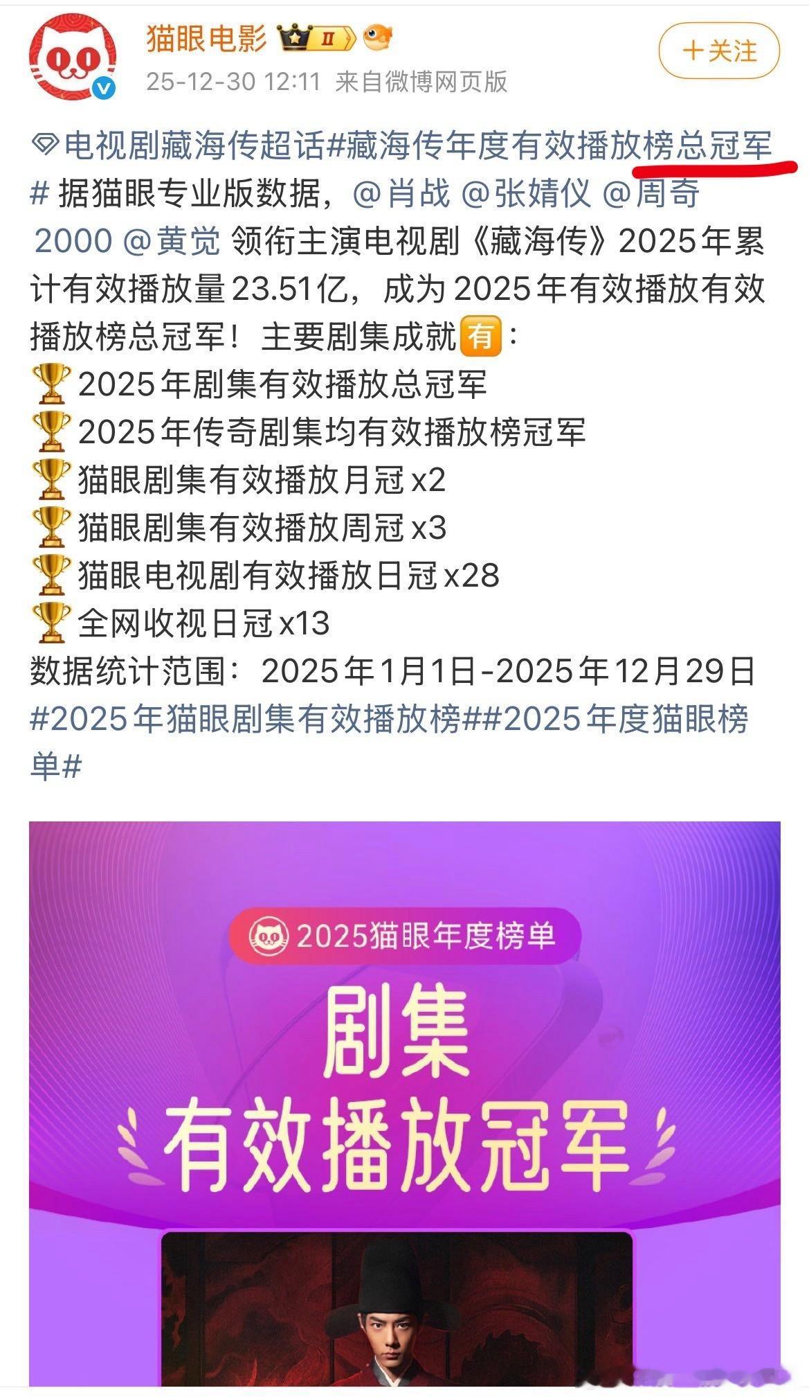 藏海传总冠军，冠军*N🏆，剧王实至名归！