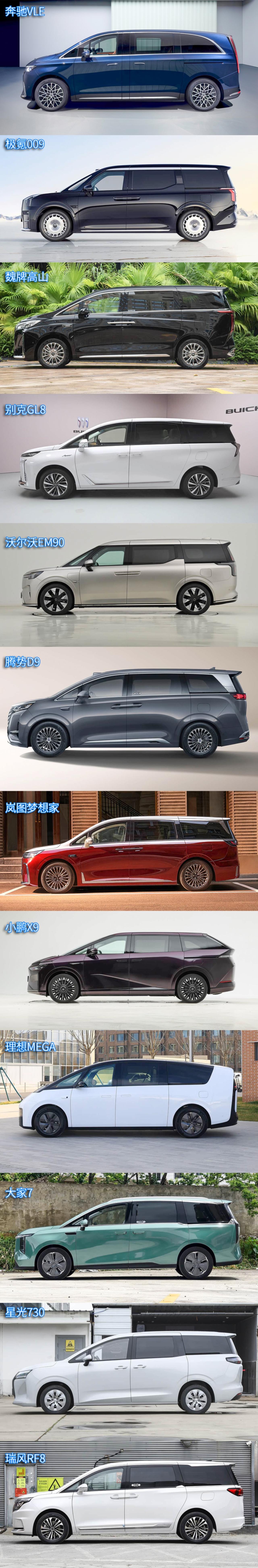 上一条不是我抬杠，我给大家整理了这么多张图片，中国市场上但凡是个MPV，基本上侧