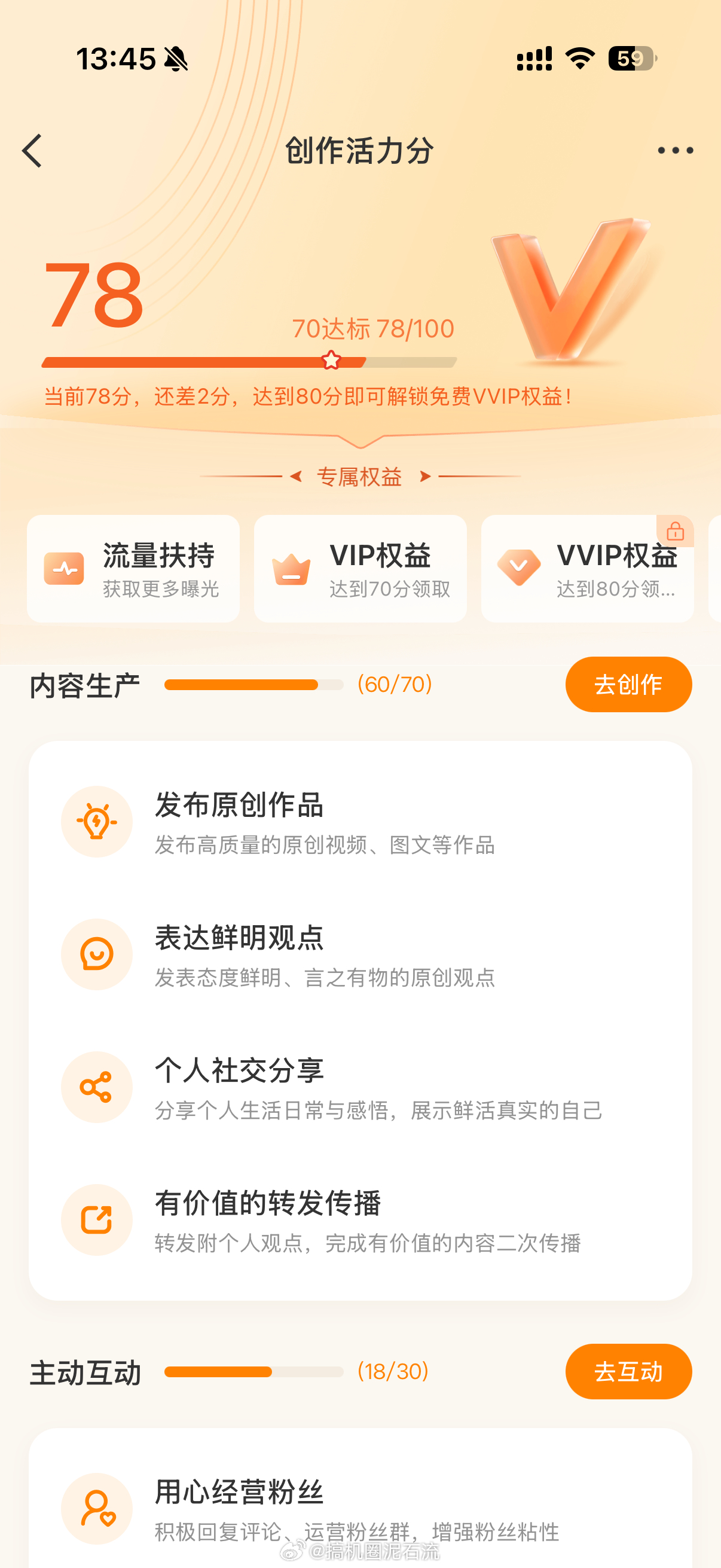 已经很努力的发博了，创作分还是差2分，跟上周没区别，所以后面继续躺平了，没啥意义