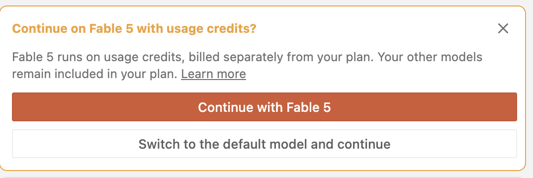 Claude Code 刚才短暂下架了 Fable 5，然后又恢复了。有个朋友比