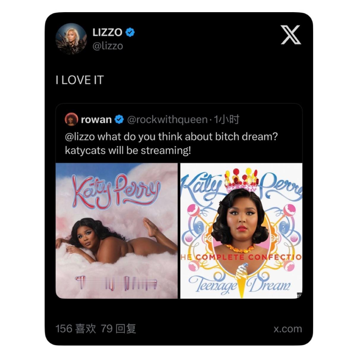 Lizzo 表示很喜欢粉丝制作的专属 「Teenage Dream」封面Katy