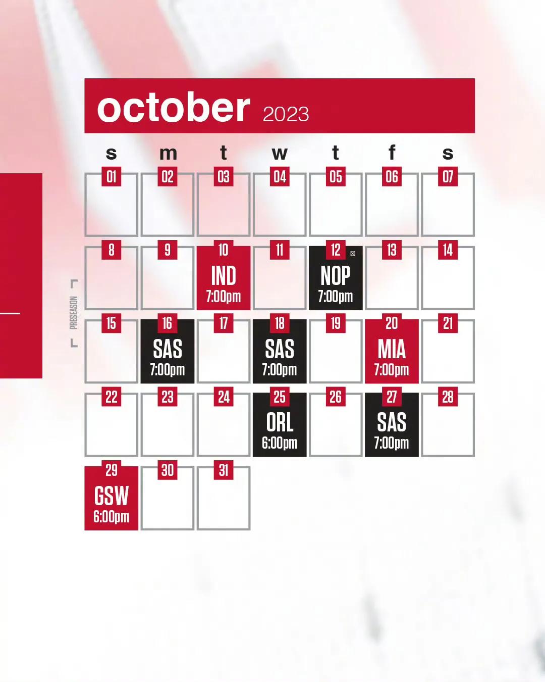 🚨火箭23-24赛季10月赛程：🗓️
(以下为休斯顿本地时间)
10月10日