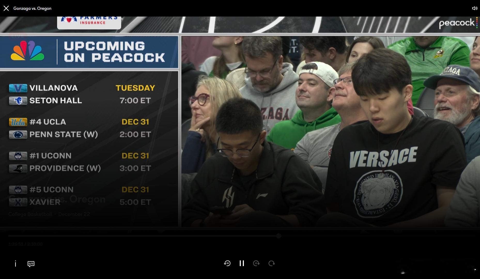 正脸来了！杨瀚森和翻译哥刘禹铖来现场观看林葳的比赛，林葳目前表现不错得到6分2助