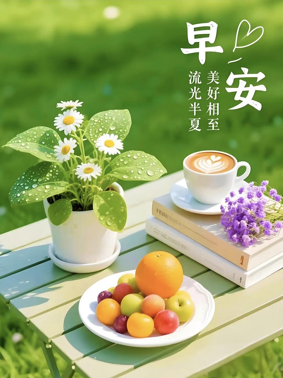 1. 早安☀️
不必追赶日出，你自有你的节奏。
清晨的风会拂去昨日的疲惫，
新的