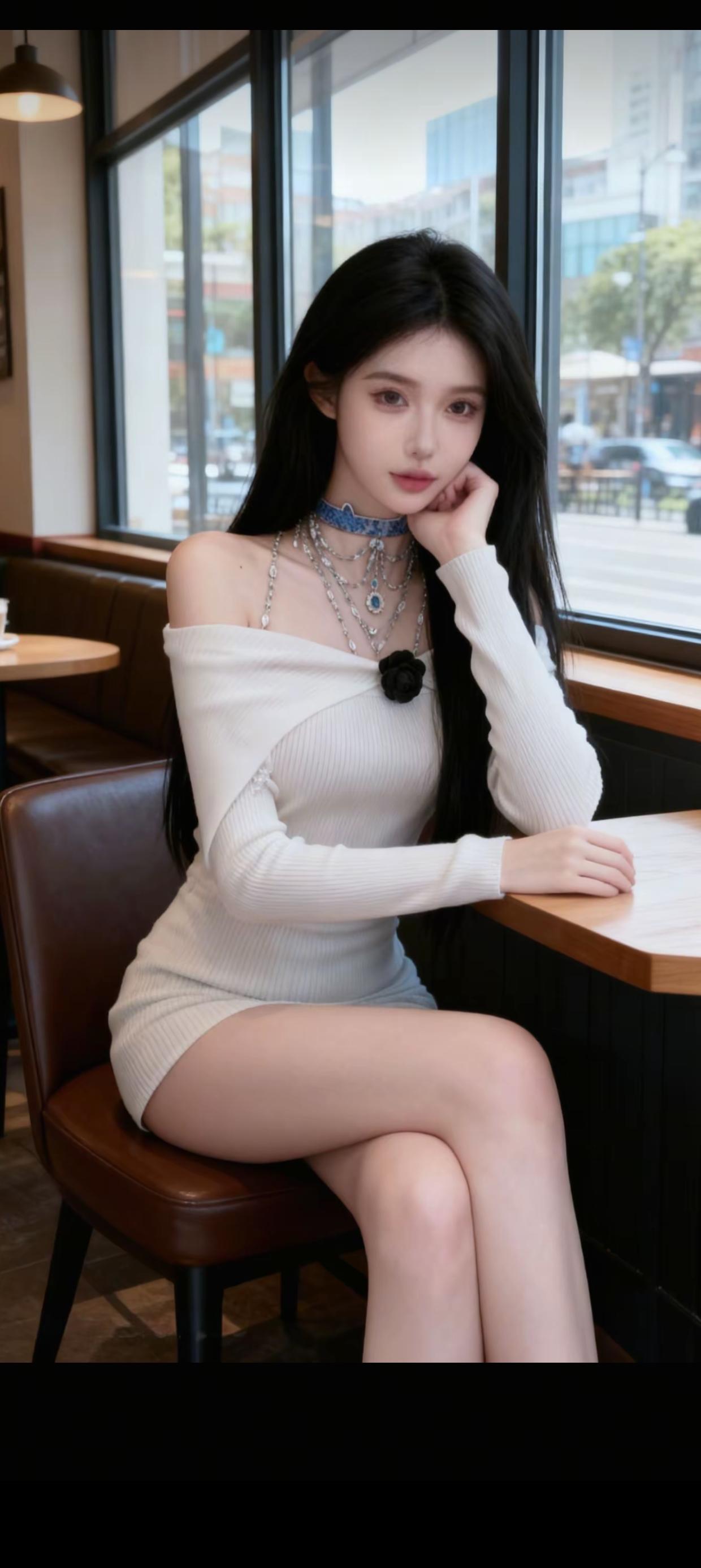 窗明几净，美人倚栏。