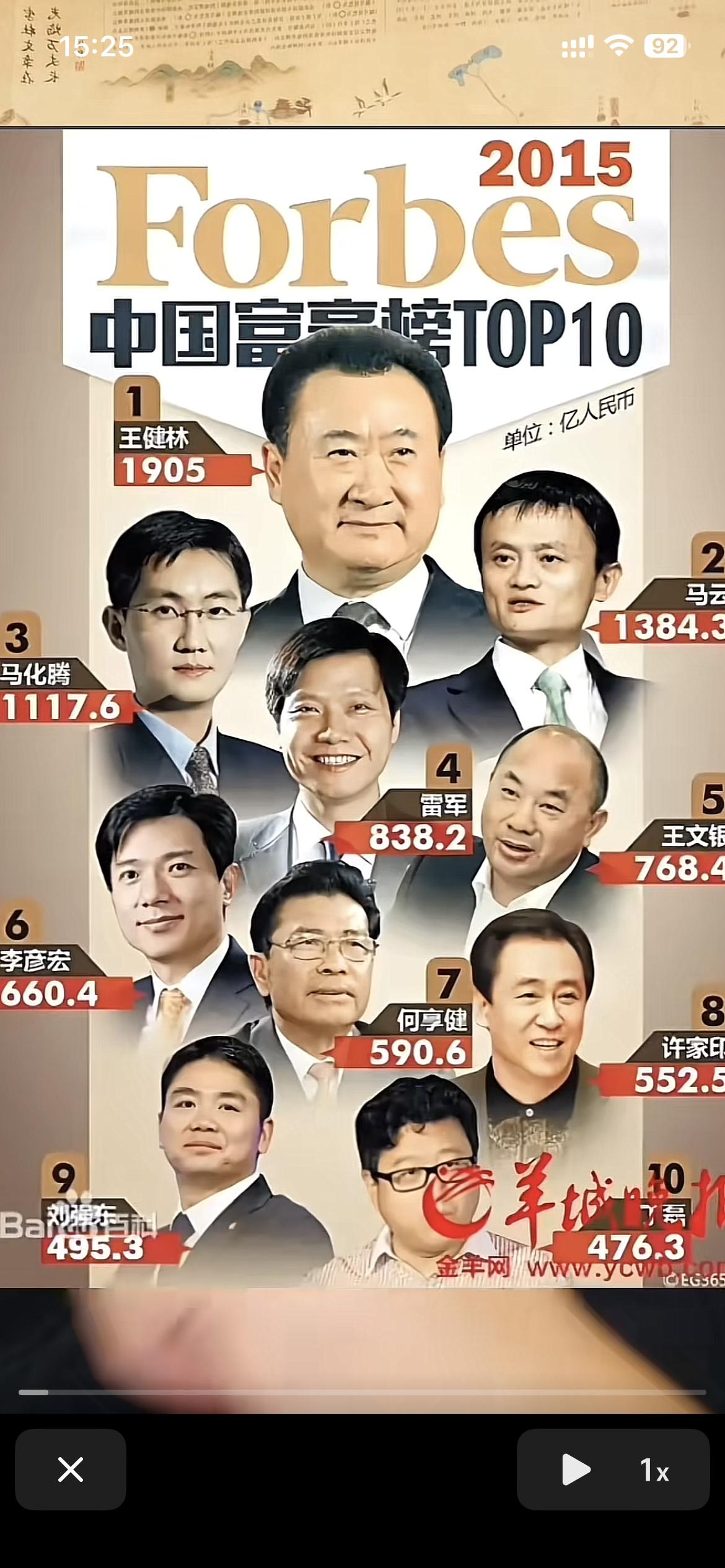十年前，王健林曾位居2015年福布斯中国富豪榜榜首，风光无限。而如今，他肉眼可见
