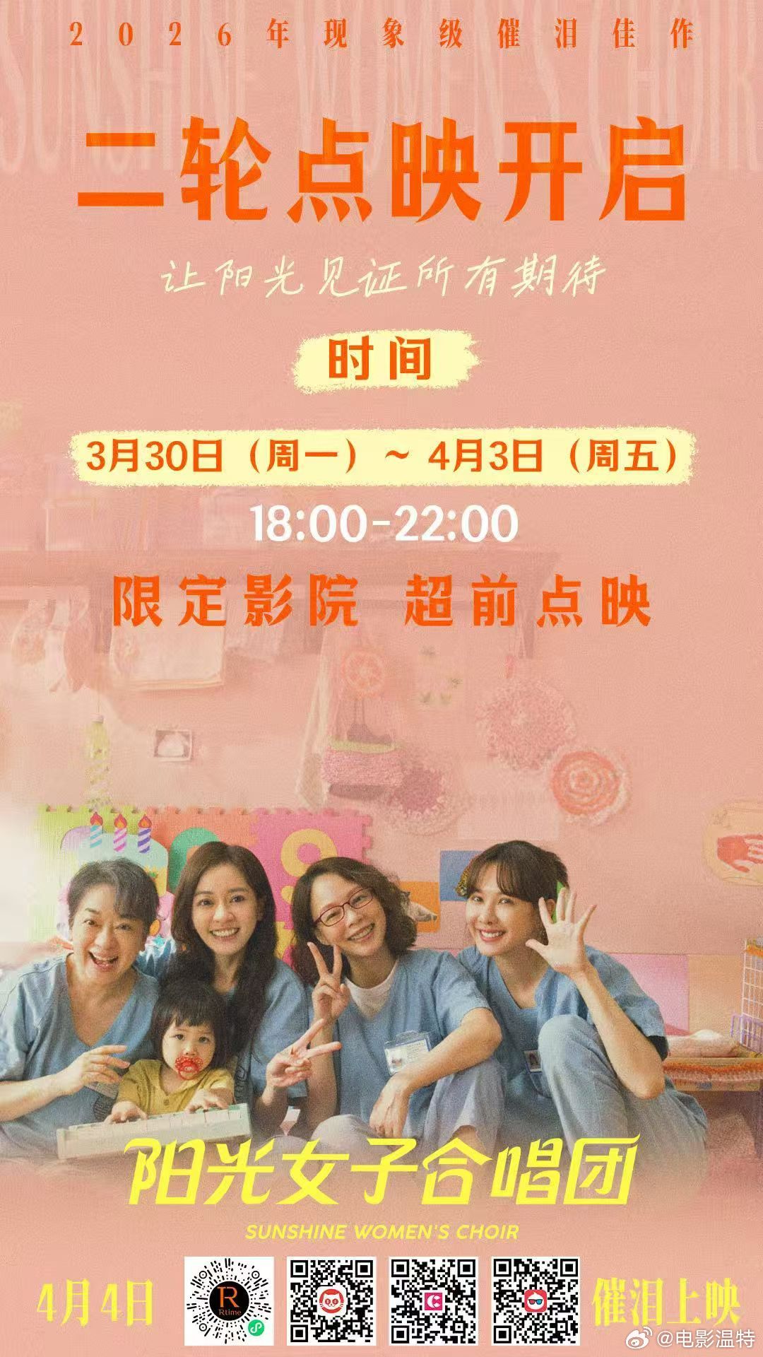 听听温特怎么说《阳光女子合唱团》本周六日点映万,下周开启 第二轮点映一直点到上映