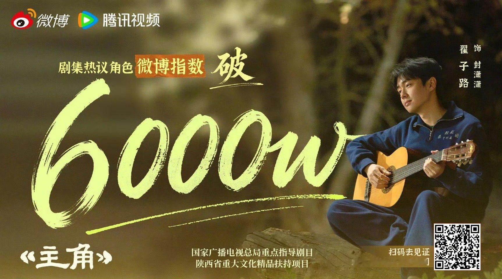 翟子路封潇潇微博指数破6000万 踏过世事冷暖，恪守本心从容前行。恭喜封潇潇剧集