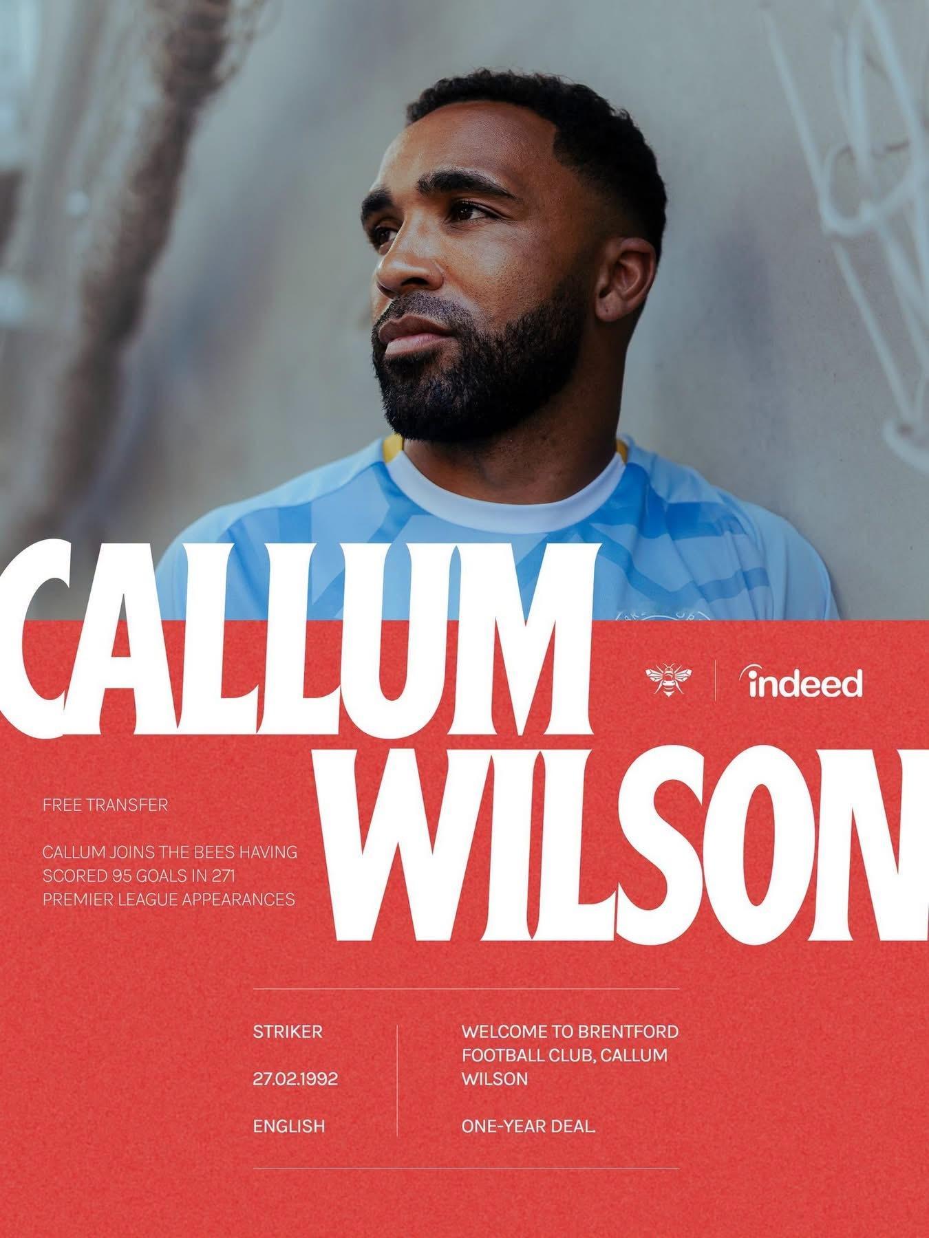 🐝 賓福特官方宣布，簽入34歲自由身嘅英格蘭前鋒卡倫韋遜（Callum Wil