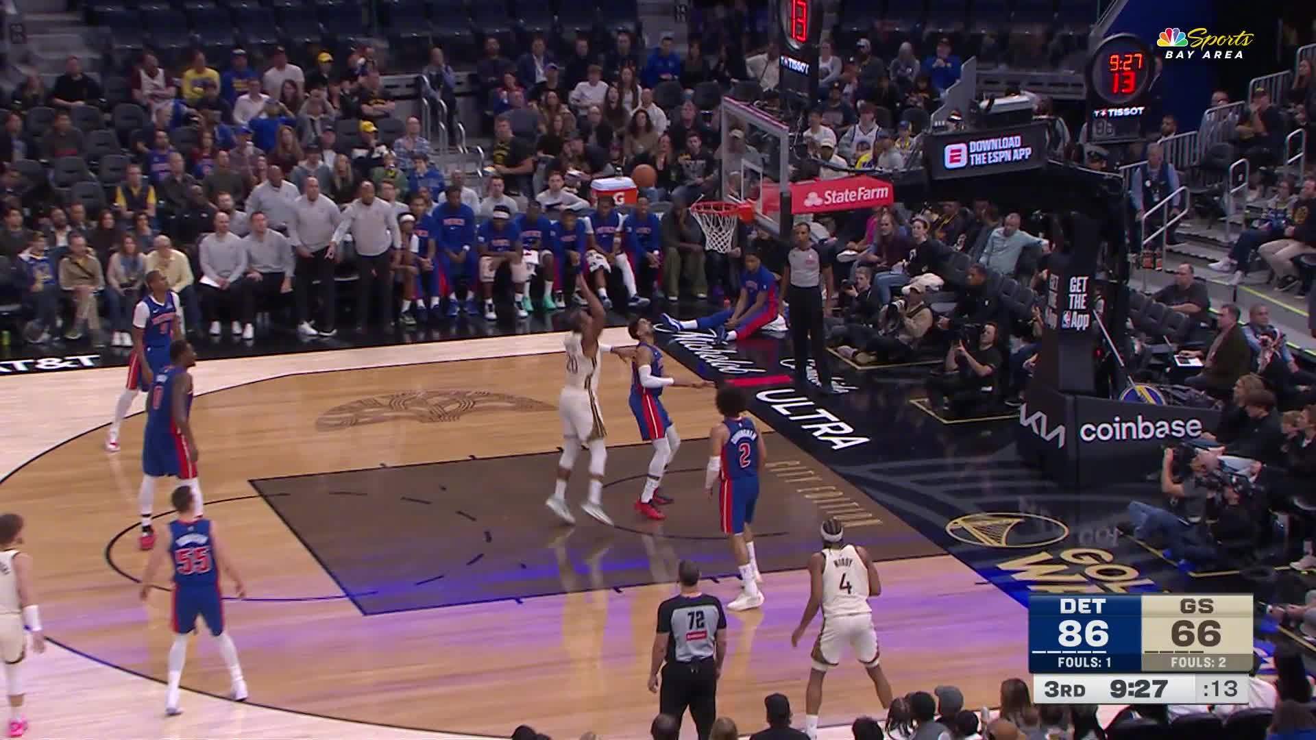 格林与霍福德的配合🤝活塞vs勇士