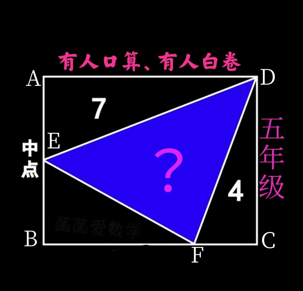 有人口算，有人白卷——两极分化！这是一道小学五年级数学拓展题：如图一，E为长方形