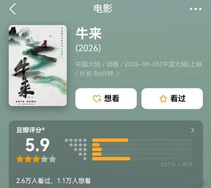 《牛来》豆瓣开分5.9 