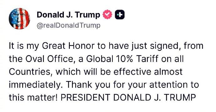 川普的无差别“攻击”，对全球所有国家加征10%的关税！