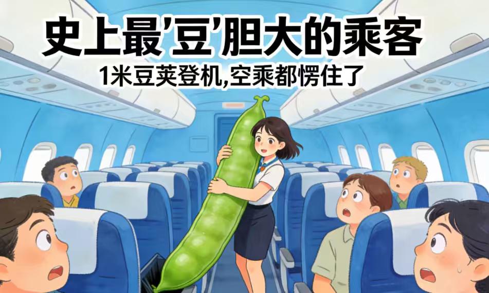 女子带1米长“巨无霸”豆荚坐飞机！盘在身上像条蛇，全网围观：这是啥？
近日，一位