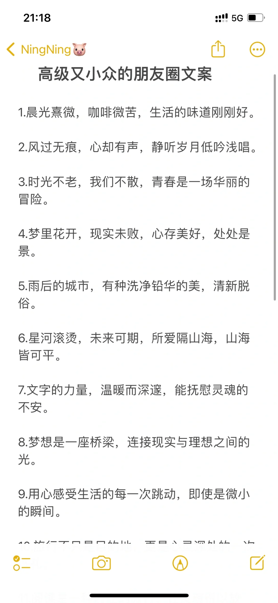 高级又小众的朋友圈文案