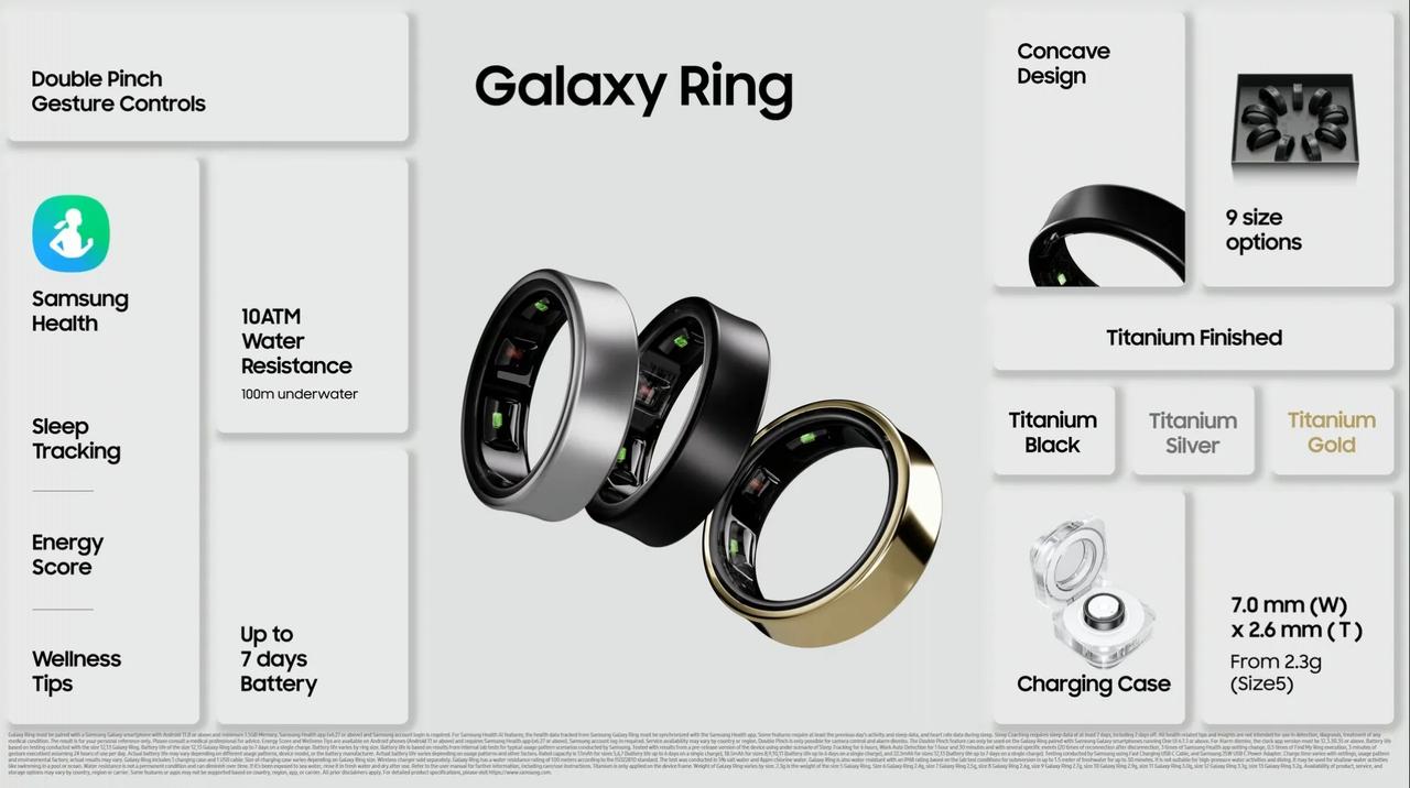 三星智能指环Galaxy Ring发布了，续航可达七天，可能是穿戴设备的更优解，