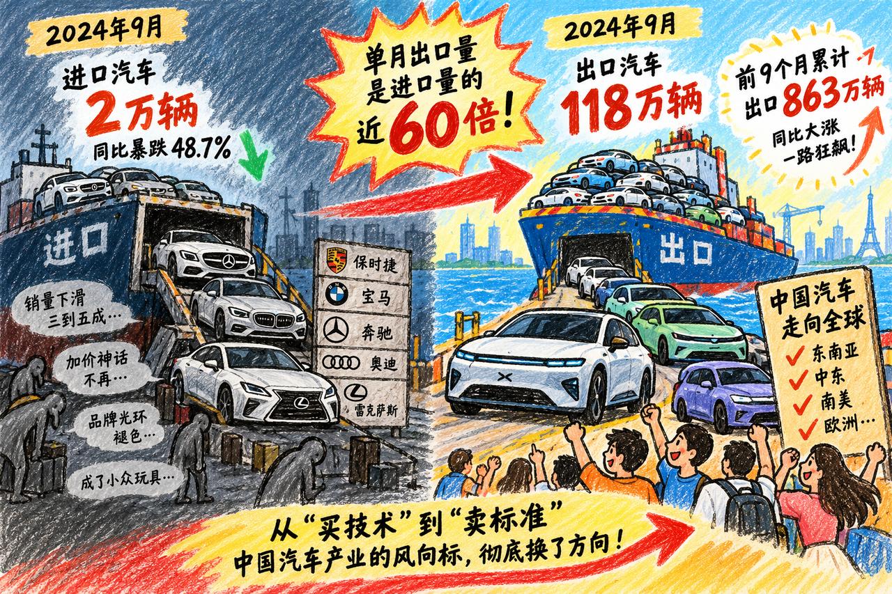 单月进口2万辆，出口118万辆——今年9月的汽车海关数据一出来，悬殊得就像两个平