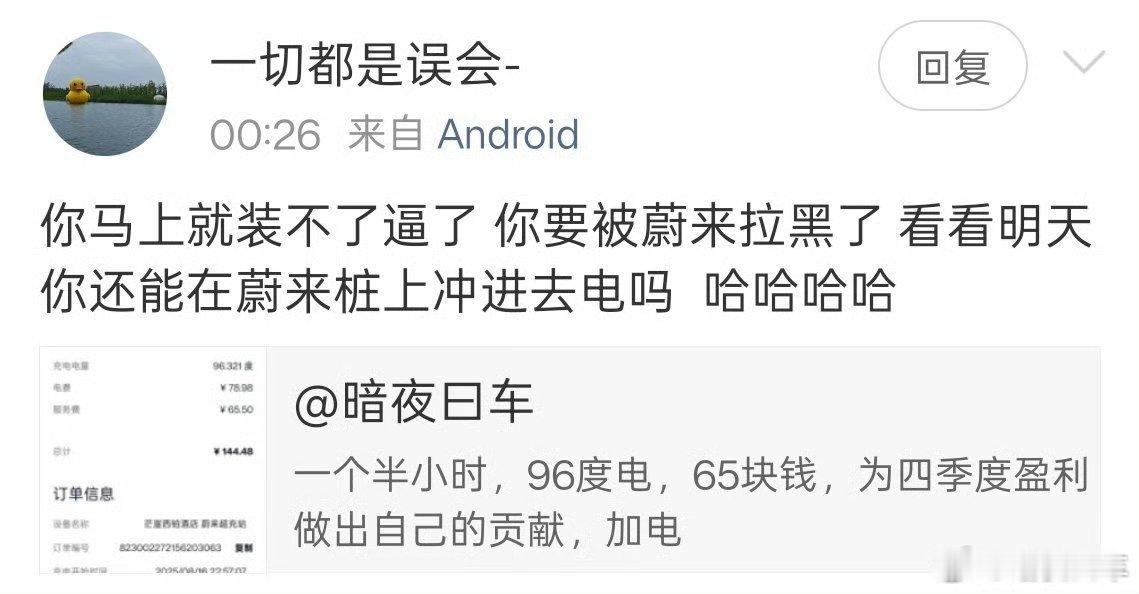 我都应该给沈先生道个歉，毕竟您一句话，就可以封掉我MEGA的充电权限，而且还能将