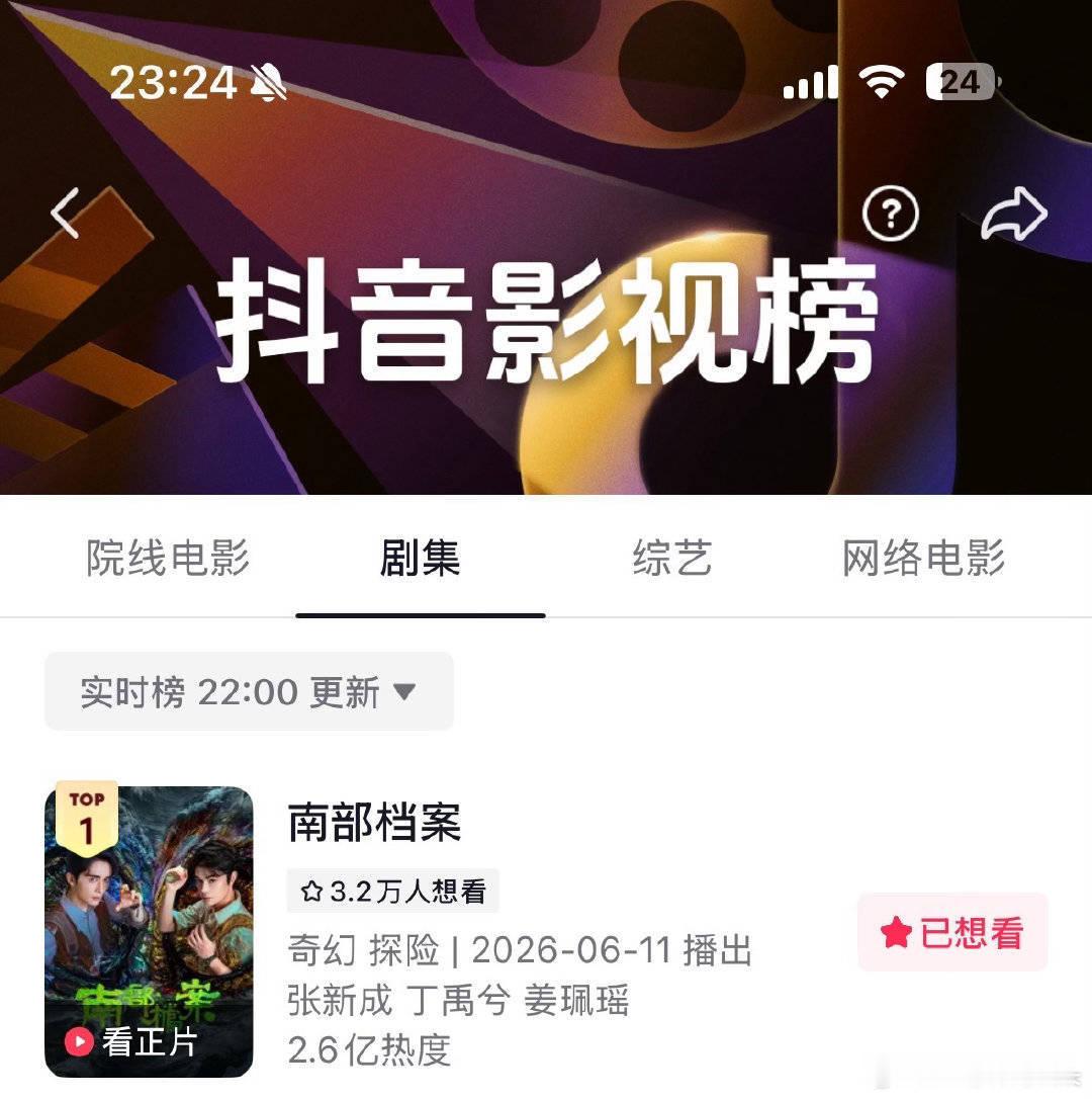 丁禹兮南部档案🫘热度这几天大涨了，破2.6亿热度，是爱奇艺2026独播剧第一