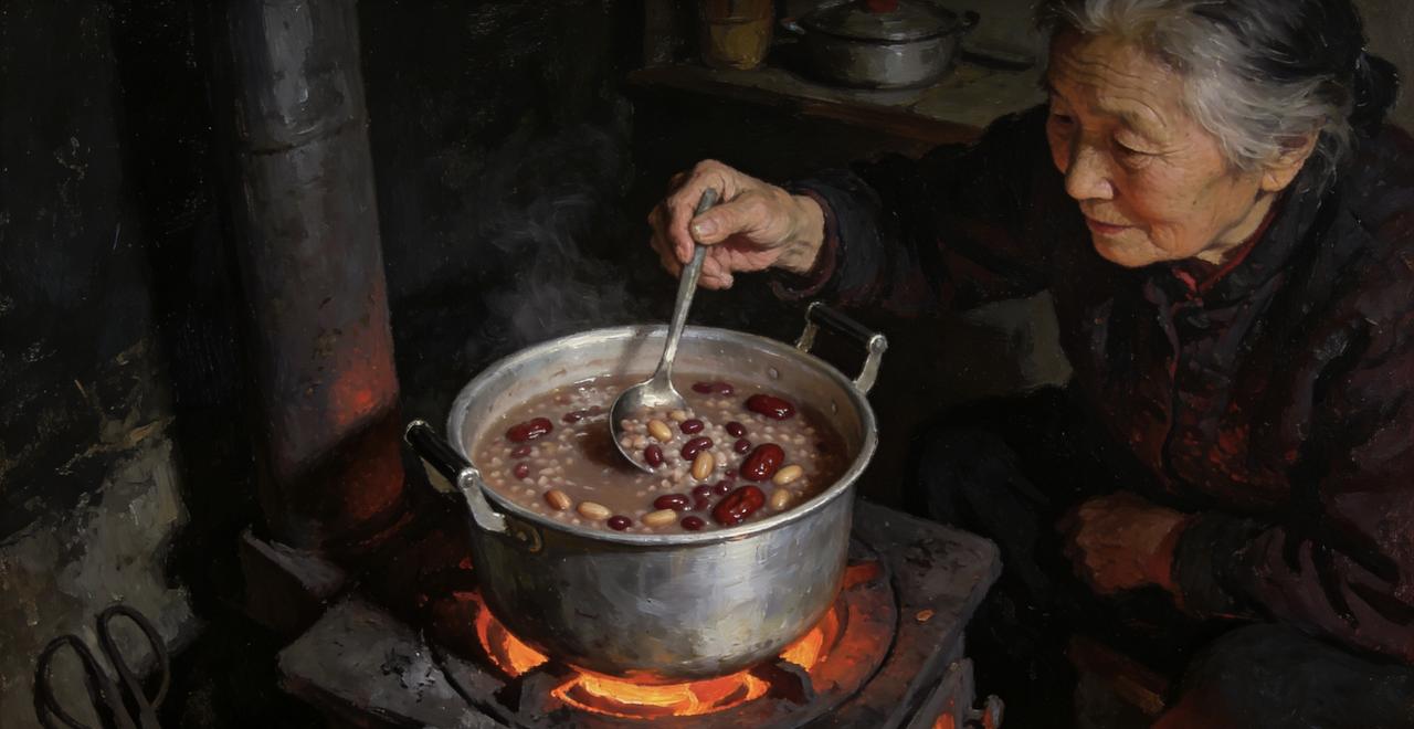 腊八粥的滋味

80年代腊八粥是煤炉上咕嘟一夜的甜香。奶奶守着铝锅不断搅动，怕糊