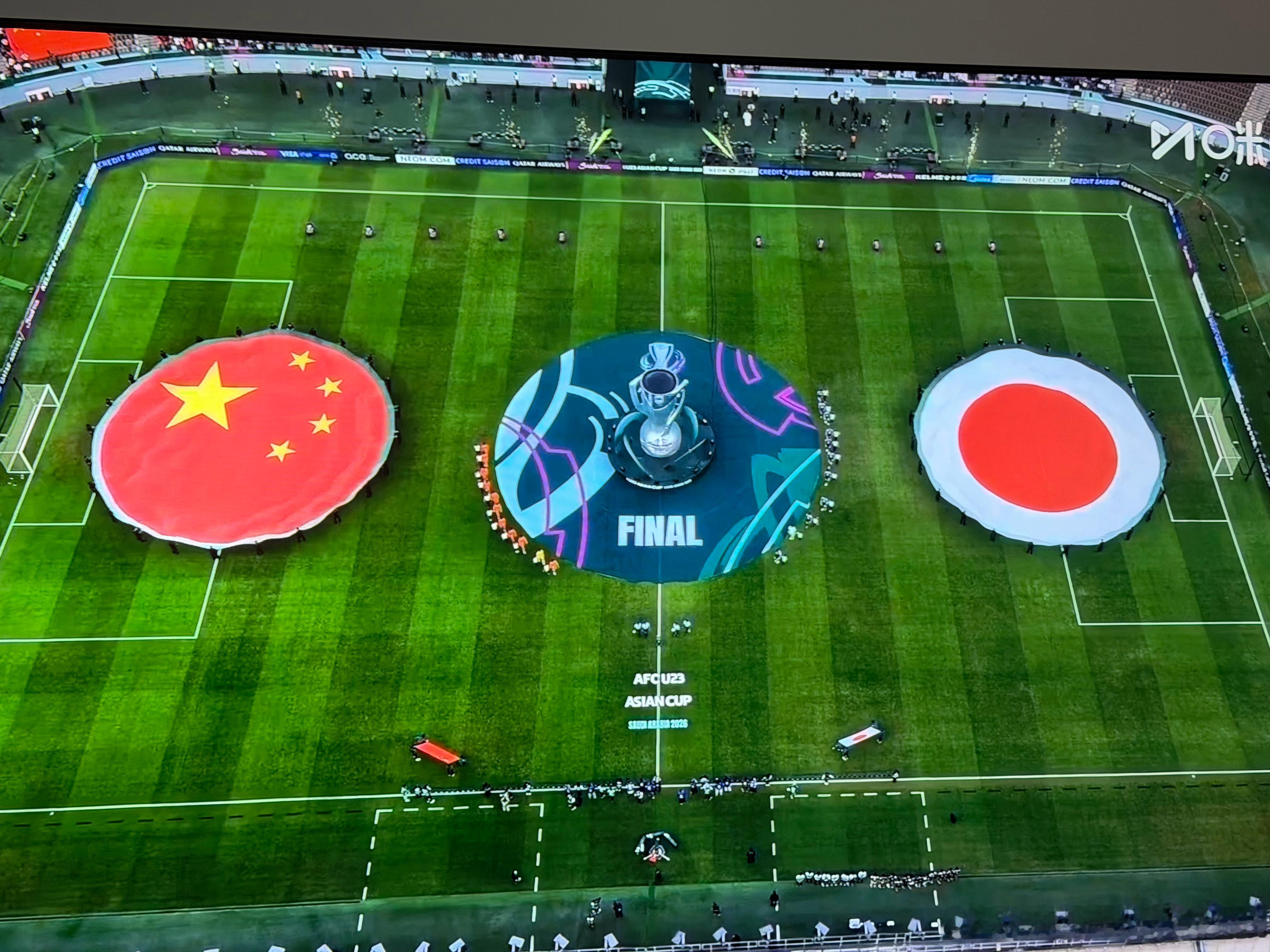 U23国足vs日本打日本的时候，咱们国歌响起来最应景了一般对阵日本都是100%热