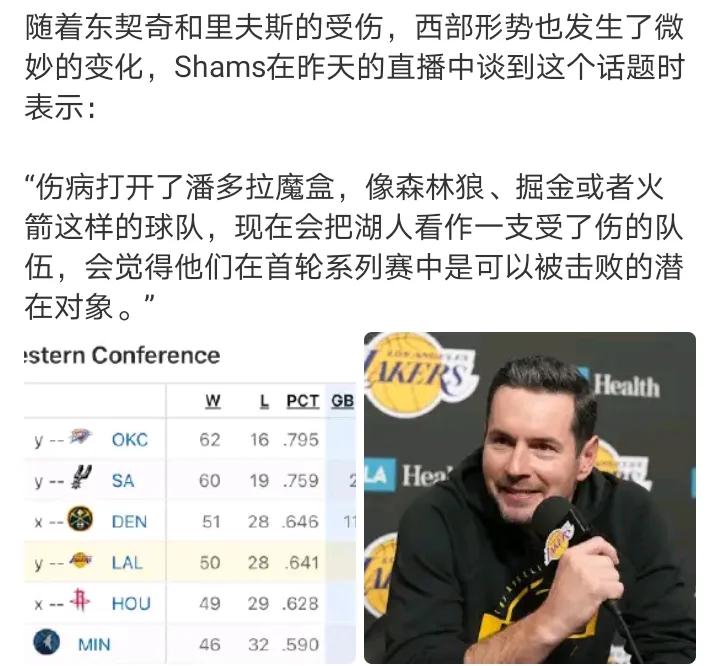 挺好，首轮击败湖人
东里还能好好恢复一下
要是让湖人过了首轮，到时候东里强行复出