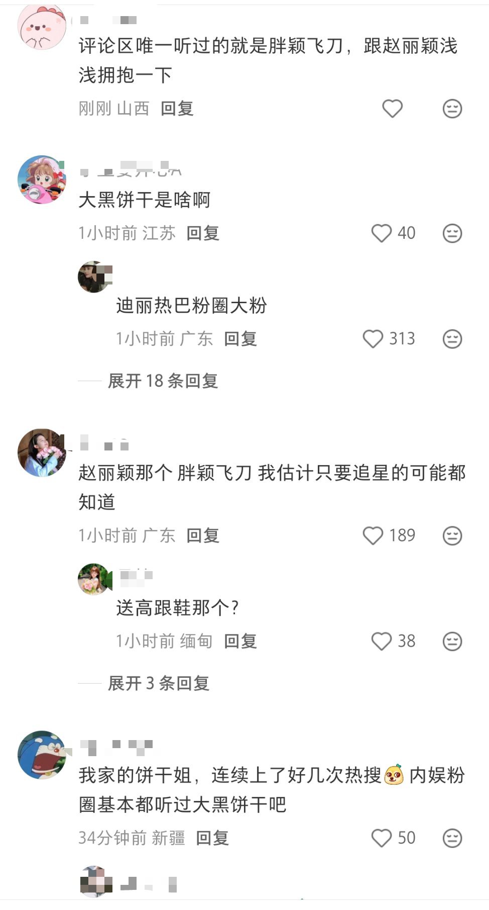 有人问內娱有哪些出名的明星大粉？好多人提到迪丽热巴的粉丝大黑饼干，还有赵丽颖粉丝