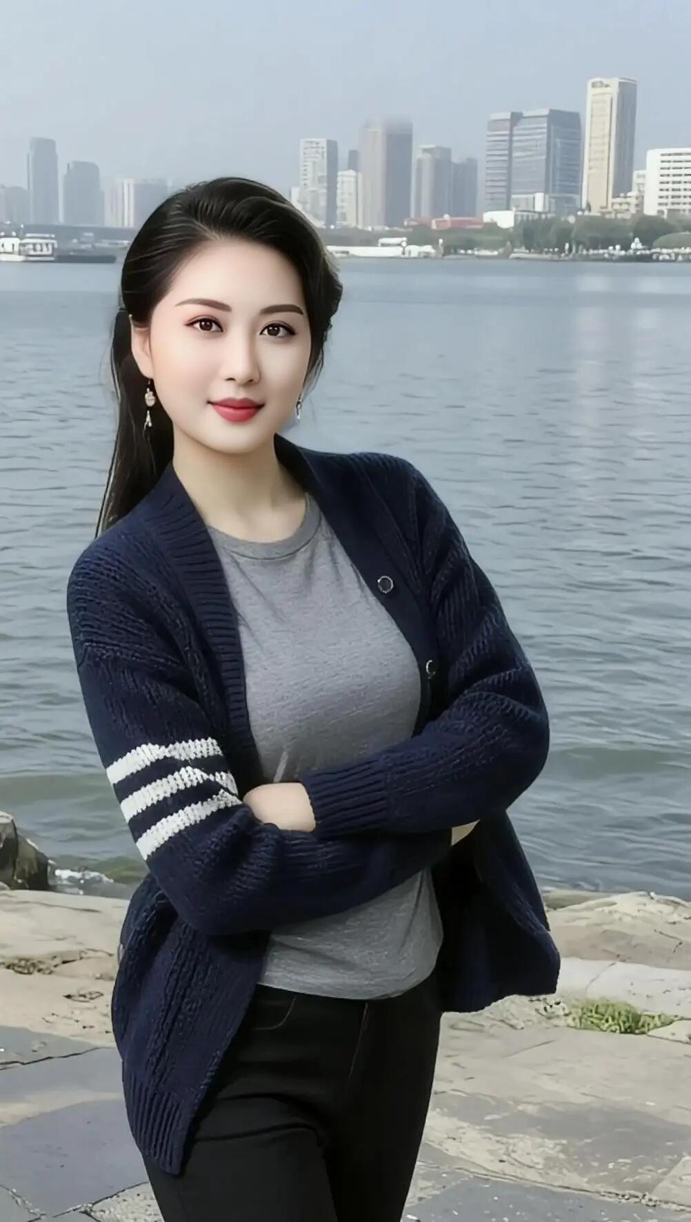 都市丽人，水边漫步，时尚穿搭，自信满满！💃🏻👗🌉