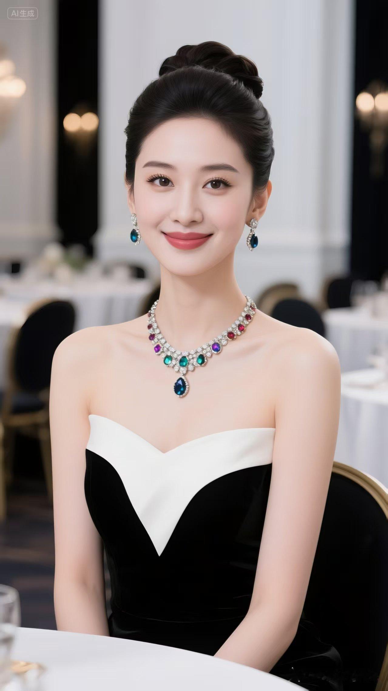 珠光宝气惊艳全场，优雅笑容如童话女主，美得让人屏息。