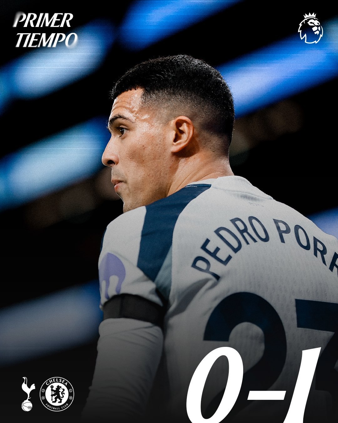 半场比赛结束，比分暂时热刺0-1切尔西 ​​​​