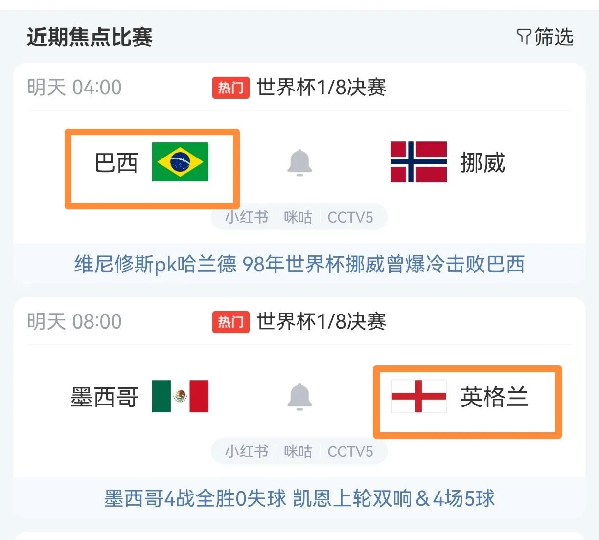 明天是16进8悬念最大的两场球，半场全场预测如下，哈兰德已经削发明志。
1.巴西