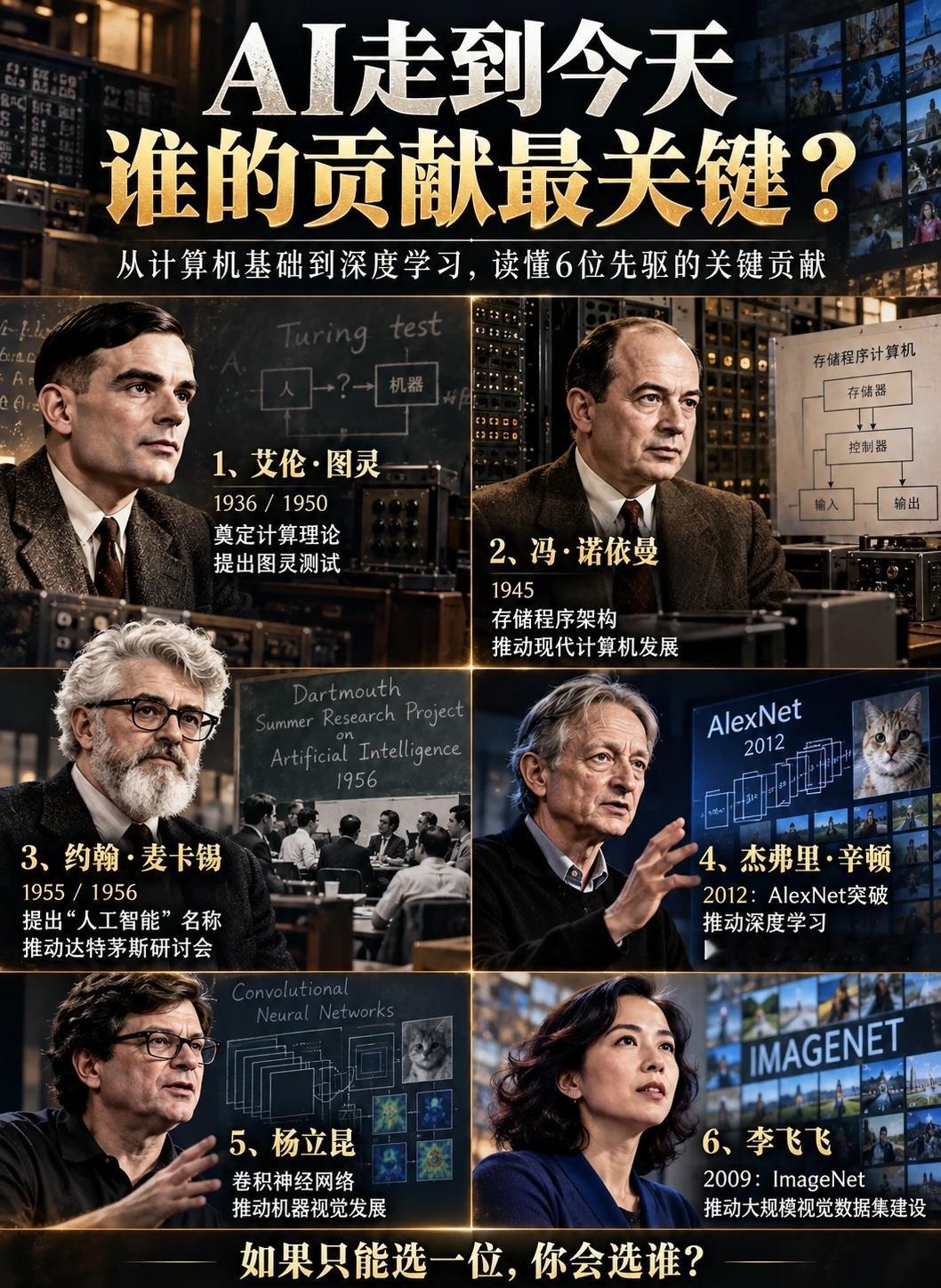 AI走到今天，谁的贡献最关键？
从图灵到李飞飞，读懂6位先驱如何推动AI发展
人