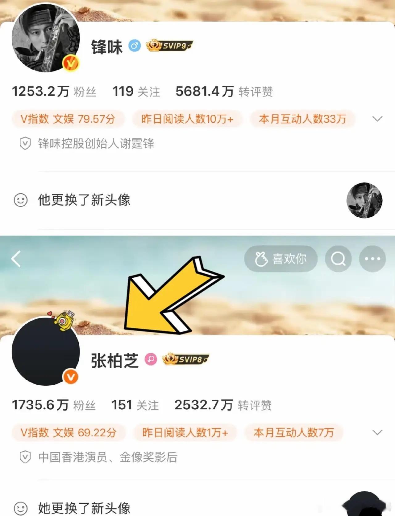 张柏芝换上，黑色头像，悼念前公公谢贤！不得不说，她们曾经做过家人，也是一种很深的