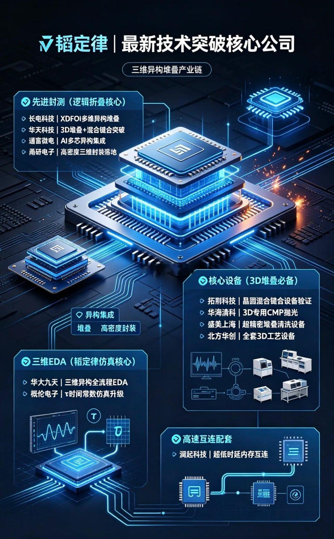 韬（τ）定律｜具备新技术突破的A股公司梳理一、先进封测（逻辑折叠落地的物理载体，