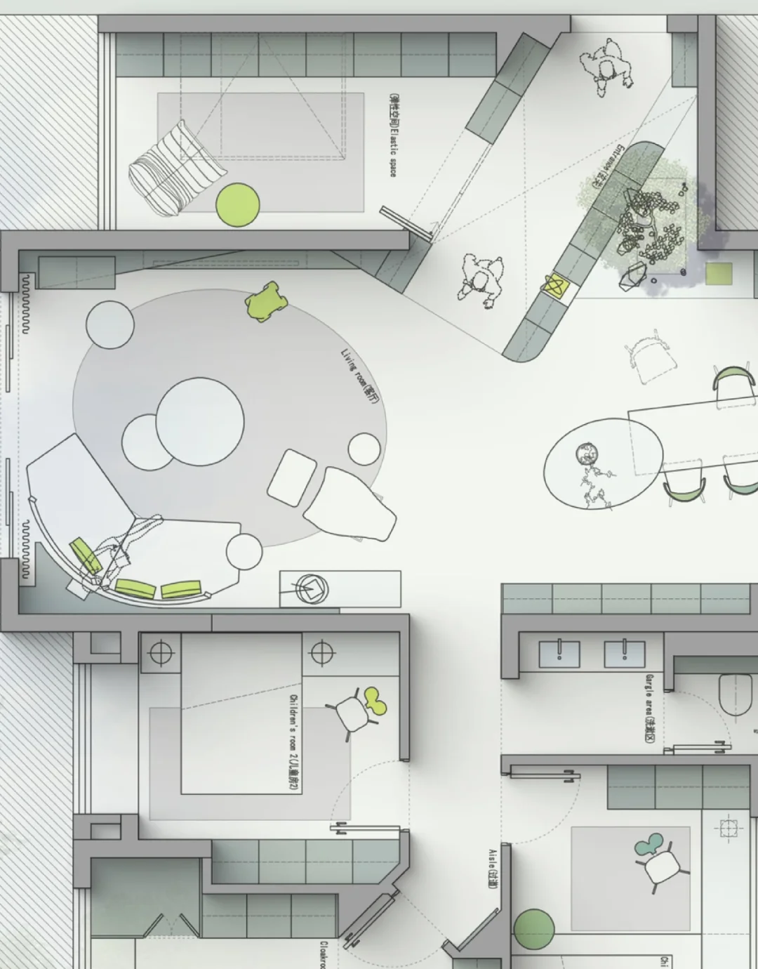 ⭕️户型优化-150 ㎡/拒绝平庸-斜切入户