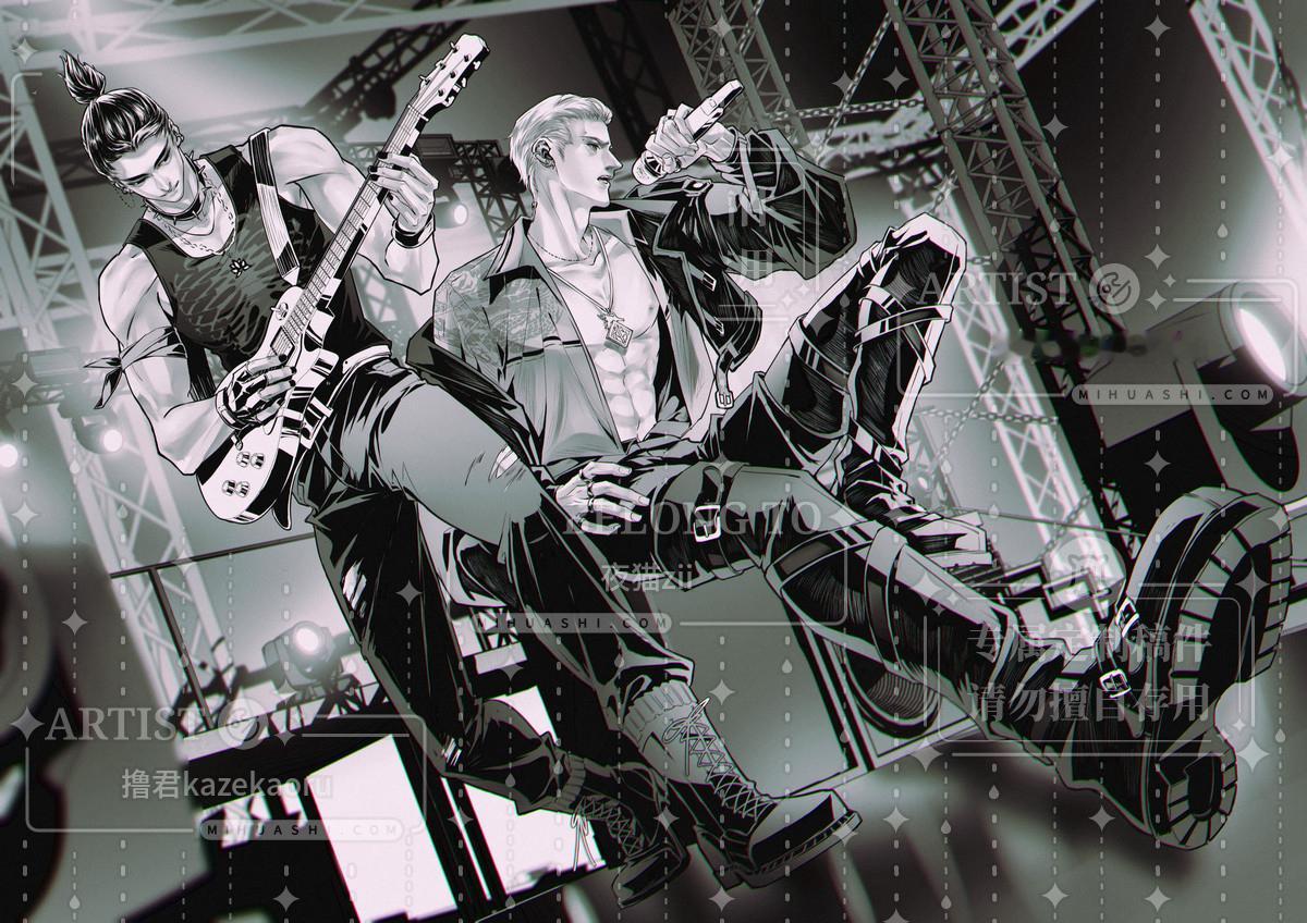 约稿展示｜🎤🎸旧电脑故估计是不会还给我了 好多图都没有了 难过 想躺在地上哭