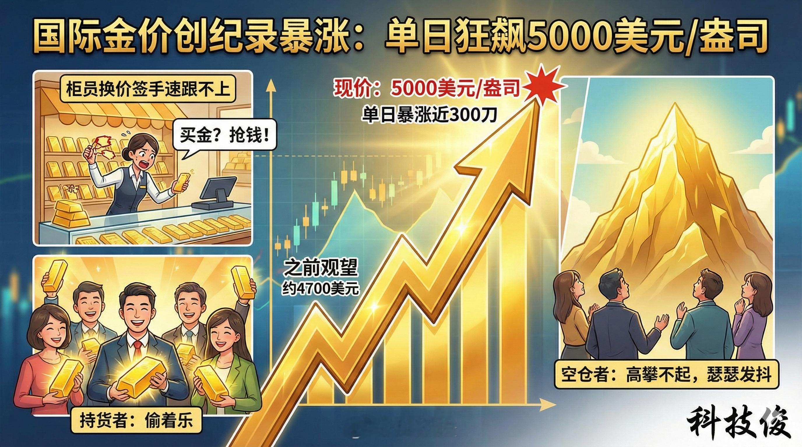 金价创2009年以来最大单日涨幅早上起来看了一眼行情，整个人都精神了。国际金价直