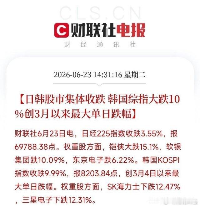 6月23日，资本市场又是万万没想到的一天：第一，没想到韩国股市差点躺到地板上。韩